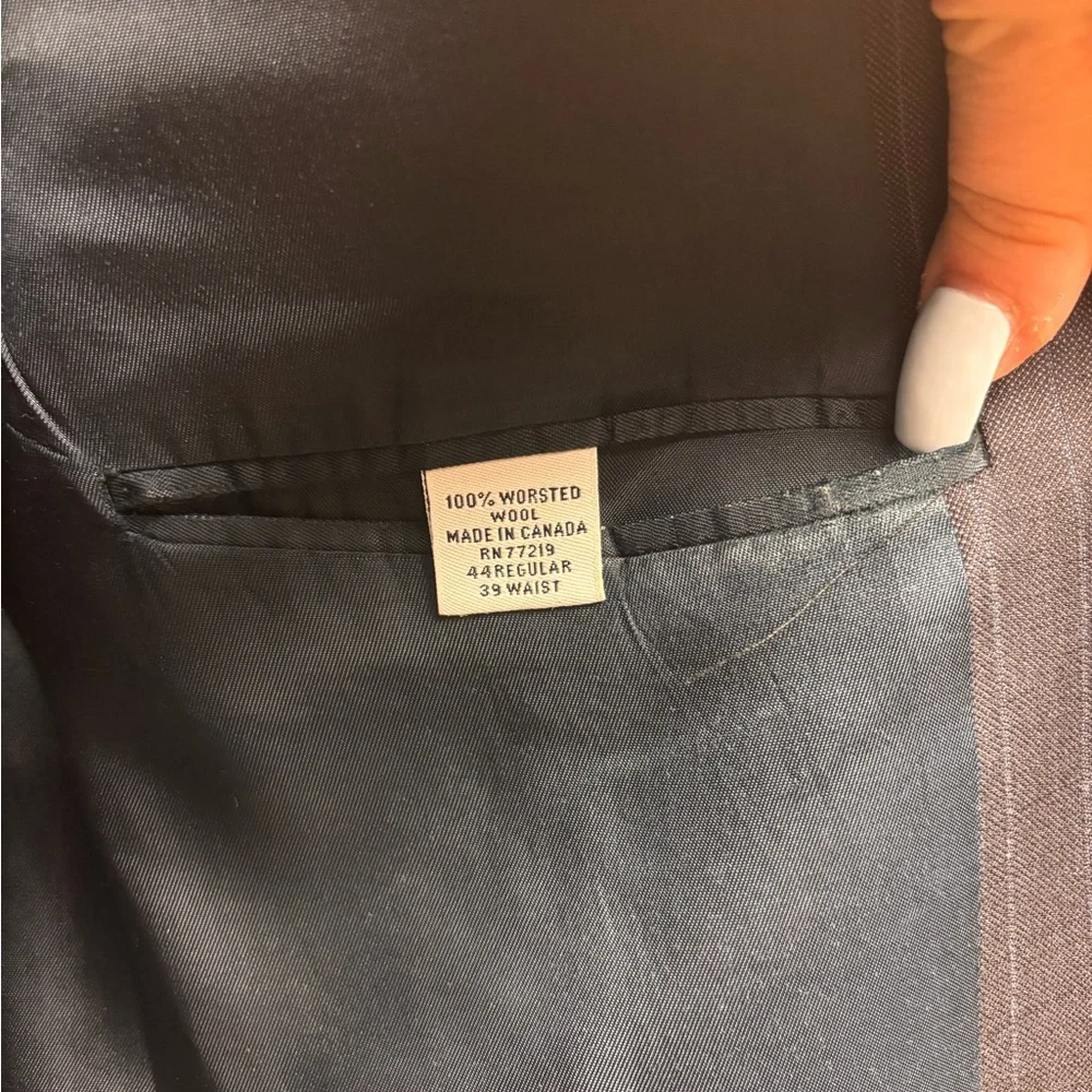 Joseph & Feiss 44R Black Blue Pinstripe Wool Suit Blazer